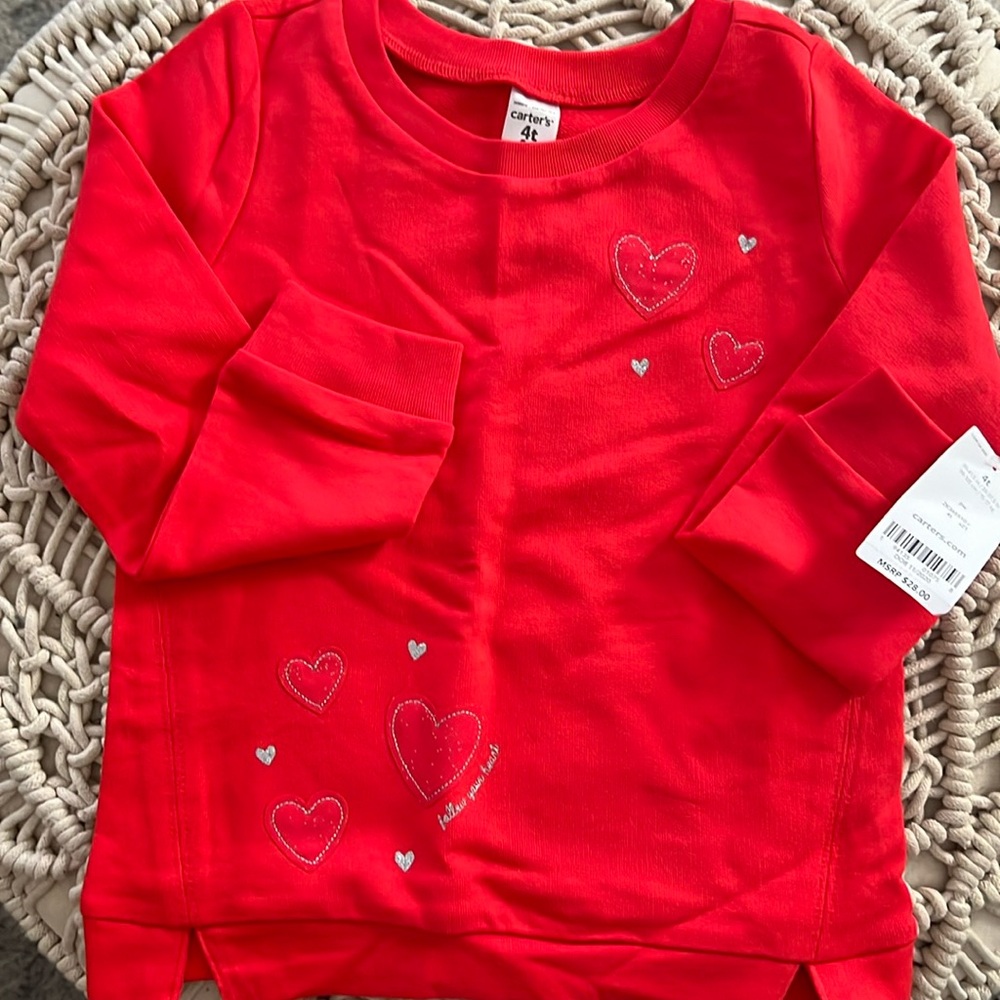 Carter’s Red Girls Hearts Sweater Size 4T